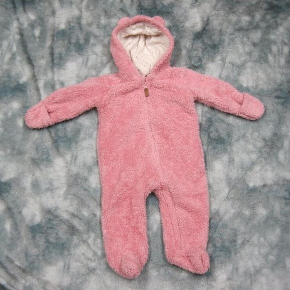 Fuzzy Pink Snowsuit by Carters 9 Months